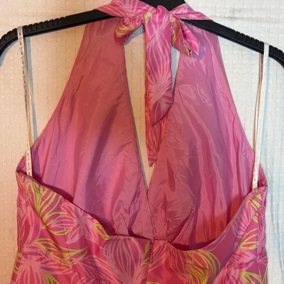 Vintage Lilly Pulitzer Halter Dress 100% Silk Pink Floral Size 8 TINY HOLES READ - Picture 6 of 12